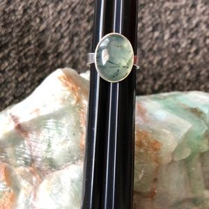 Moss agate Sterling silver ring stamped 925